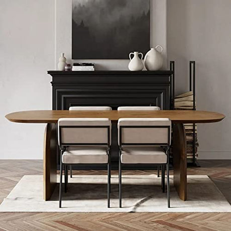 homary 70.9" Japandi Dining Table for 6, Modern Solid Wood Top Oval Table for Dining Room, Kitchen, Living Room Mesas de Comedor, Easy Clean homary
