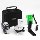 CIGMAN Laser Level Self Leveling 3x360° 3D Green Cross Line for Construction and Picture Hanging, Rechargeable battery, Remote Controller, Magnetic CIGMAN