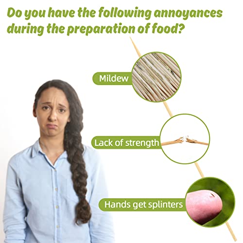 Sukh 290PCS Bamboo Sticks Bulk - Premium Natural Wooden Skewers Bamboo Skewers Wood Sticks for BBQ, Open Fire Pit, Caramel Apples, Hamburger, Fruit, Sukh