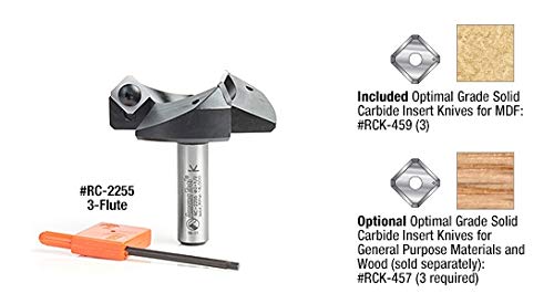 Amana Tool RC-2259-TG CNC Spoilboard Insert Carbide 5 Wing, Surfacing, Planing, Flycutting & Slab Leveler 3-27/32 Diameter x 3/4 SHK Router Bit for Amana Tool