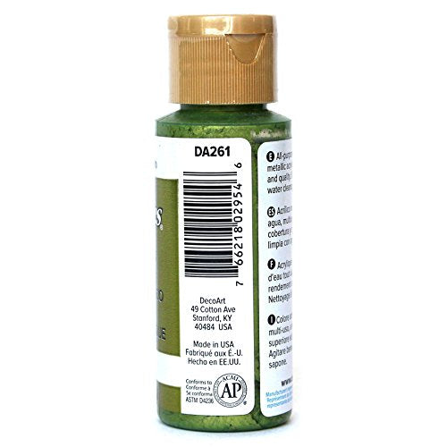 DecoArt Dazzling Metallics 2-Ounce Festive Green Acrylic Paint - WoodArtSupply