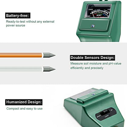 SONKIR Soil pH Meter, MS02 3-in-1 Soil Moisture/Light/pH Tester Gardening Tool Kits for Plant Care, Great for Garden, Lawn, Farm, Indoor & Outdoor - WoodArtSupply