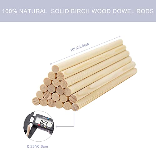 HOSSIAN Wooden Dowel Rods 20PCS Wood Sticks Wooden dowels for Crafts-Unfinished Round Hardwood Sticks HOSSIAN