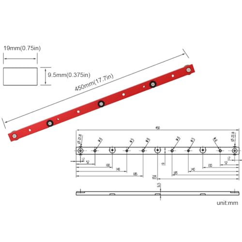KETIPED Aluminium Alloy 450mm Miter Bar Clamping Tool Slider Table Saw Gauge Rod T-Slot Track Bar Rail for Router Tables and KETIPED