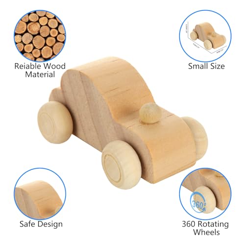 SHUESS 24 Packs Wooden Cars to Paint Unfinished Wooden Cars for Craft Cars DIY Wood Toy Car for Handcraft Projects Family Time SHUESS
