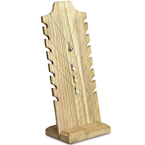 MOOCA Lightweight Wooden Necklace Display Stand - Freestanding Easel Holder for Multiple Necklaces, Oak Color MOOCA