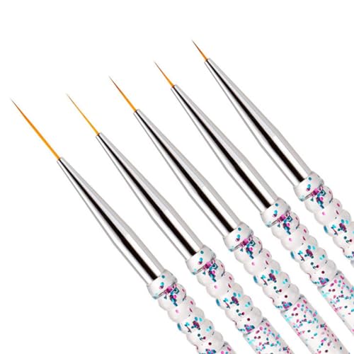 Gembityful Nail Dotting Tools 10 Pcs Kit 5 pcs Double-end Nail Dotting tools and 5 Pcs Nail Liner Brushes GEMBITYFUL