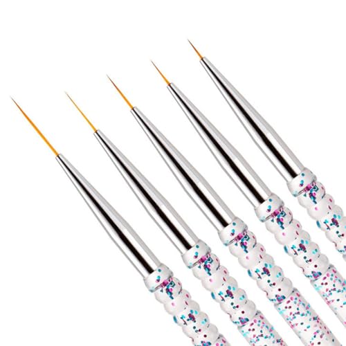 Gembityful Nail Dotting Tools 10 Pcs Kit 5 pcs Double-end Nail Dotting tools and 5 Pcs Nail Liner Brushes - WoodArtSupply