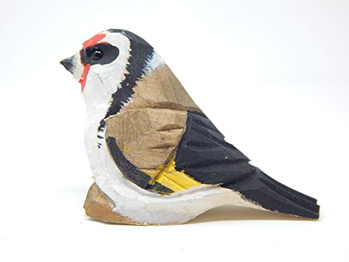 Selsela European Goldfinch Wood Finch Bird Figurine Miniature Garden Statue Carving Home Decor Sculpture Small Animal Selsela