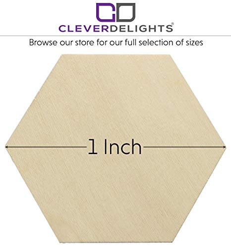 CleverDelights 1 Inch Wood Hexagons - 50 Pack - 1/16" Thick - 1" Unfinished Craft Pieces - WoodArtSupply