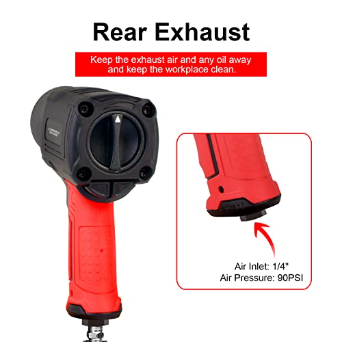 DOTOOL Air Impact Wrench 1/2 inch, Twin Hammer with 1200FT-LB Max Loosening Torque, Heavy Duty Pneumatic Impact Gun for Auto Repair, Changing Tires, DOTOOL