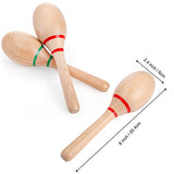 Foraineam 4 Pieces Maracas 8 inch Wooden Hand Percussion Rattles, Beech Wood Rumba Shakers Noisemaker Party Favors Supplies Musical Instrument for Foraineam