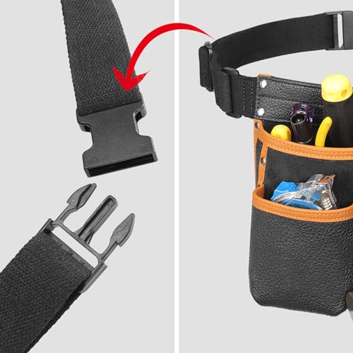 Compuda Genuine Leather Tool Belt Pouch with Hammer Holder Tool Pouch with Belt Leather Belt Tool Pouch for Men/Women (Tool Hammer Pouch) compuda