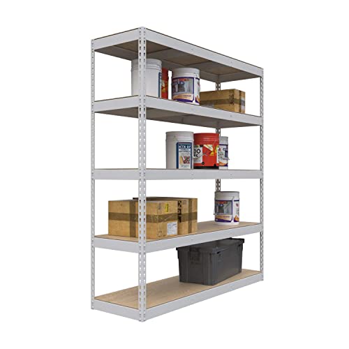 MonsterRax Modular Garage Shelving - 5 Tier Storage Shelves, Tall Metal Rack Shelves for Storage, Heavy Duty Steel Shelf Organizer for Garage, Or - WoodArtSupply