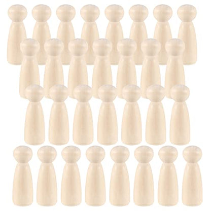 MAHIONG 30 PCS 3.5 Inch Wooden Peg Dolls, Unfinished Wood Angel Girl Shape Peg People Bodies Figures for DIY Craft, Wedding, Cake Toppers, Painting - WoodArtSupply