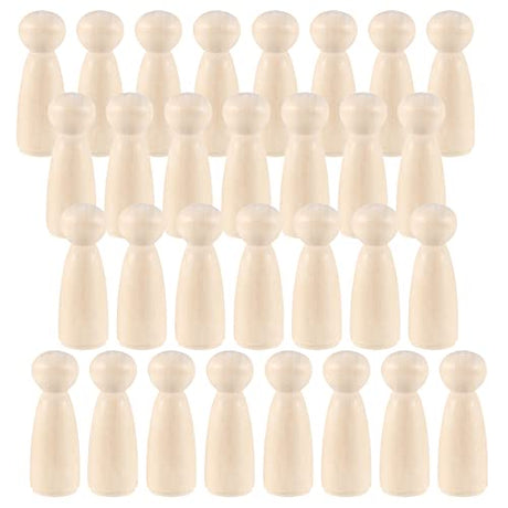 MAHIONG 30 PCS 3.5 Inch Wooden Peg Dolls, Unfinished Wood Angel Girl Shape Peg People Bodies Figures for DIY Craft, Wedding, Cake Toppers, Painting MAHIONG