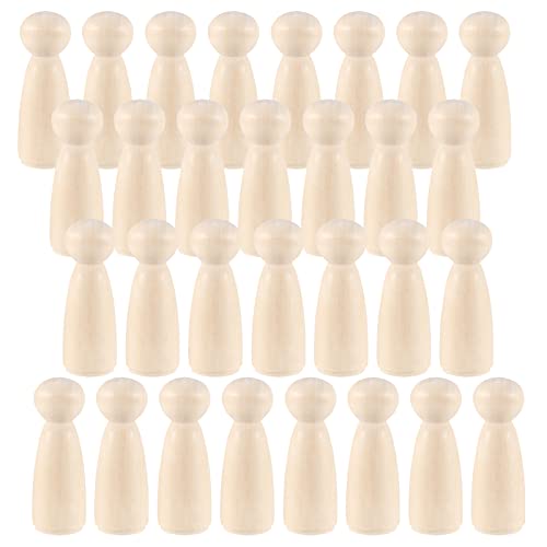 MAHIONG 30 PCS 3.5 Inch Wooden Peg Dolls, Unfinished Wood Angel Girl Shape Peg People Bodies Figures for DIY Craft, Wedding, Cake Toppers, Painting