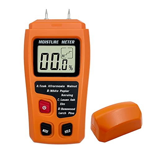 Digital Wood Moisture Meter Wood Humidity Tester Hygrometer Timber Damp Detector Large LCD Display (Orange) QYQRQF