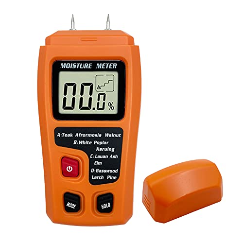 Digital Wood Moisture Meter Wood Humidity Tester Hygrometer Timber Damp Detector Large LCD Display (Orange) - WoodArtSupply