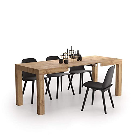 Mobili Fiver, First Extendable Table, 47,2(77,6) x31,5 in, Rustic Oak, for 6-8 People, Expandable Dining Table for Kitchen, Living Room, Italian Mobili Fiver