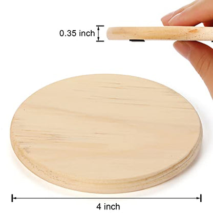 48 Pack Unfinished Wood Coasters, GOH DODD 4" Wood Slices for Nature Crafts & Wedding Decoration, Blank Coasters Wood Kit for DIY Architectural