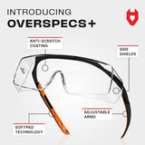 NoCry Safety Glasses Over Eyeglasses with Anti Scratch Wraparound Lenses, UV400 Protective Eyewear, ANSI Z87 & OSHA Approved Safety Goggles Over NoCry