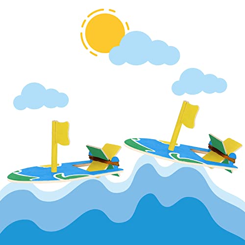 Deekin 48 Packs DIY Wood Sailboat Craft Wooden Boat Toy Rubber Band Paddle Model Boat Kits to Build and Paint for DIY Craft Gift School Projects Deekin