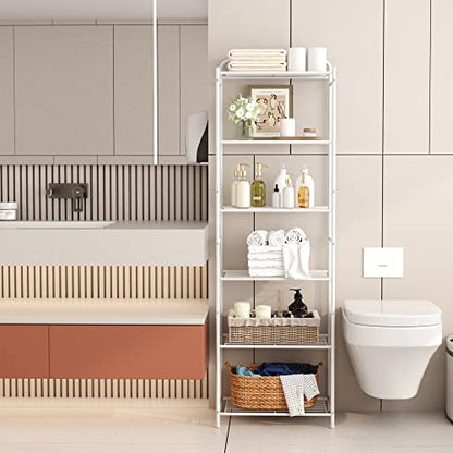 HOMEFORT 6-Tier Metal Bathroom Shelf - Freestanding Storage Organizer for Maximum Space Efficiency - WoodArtSupply