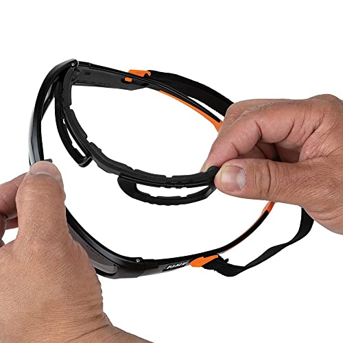 Klein Tools 60471 Safety Glasses, ANSI Z87.1+ Pro Full Frame Gasket Safety Glasses, Gray Lens, UV Protection, Anti-Fog, Scratch Resistant Klein Tools