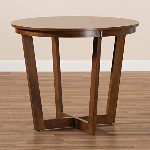 Baxton Studio Alayna Modern and Contemporary Walnut Brown Finished 35-Inch-Wide Round Wood Dining Table Baxton Studio