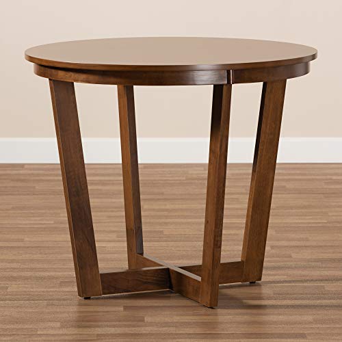 Baxton Studio Alayna Modern and Contemporary Walnut Brown Finished 35-Inch-Wide Round Wood Dining Table - WoodArtSupply