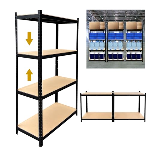 4 Shelf Black Garage Shelving Unit, Adjustable Heavy Duty Storage Shelving Unit 1410lbs Capacity, Commercial Metal Shelving for Pantry Kitchen Pantry