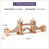 ROBOTIME 3D Puzzle Wooden Craft Kits with LED Light DIY Tower Bridge Construction Model Kit to Build for Teens Brain Teaser Puzzle Home Decor ROBOTIME