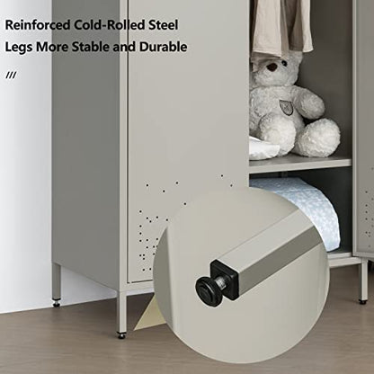 Besfur Bedroom Armoires, Metal Wardrobe Closet with Hanging Rod, Adjustable Shelves, 20" D x 31.5" W x 74" H - Sea Shell Color