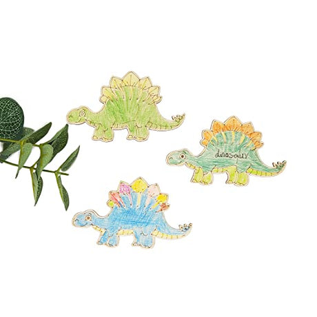 48 Pack Wood Dinosaur Cutouts Unfinished Wooden Dinosaur Hanging Ornaments DIY Dinosaur Animal Craft Gift Tags for Home Party Decoration Craft Xonzmmk
