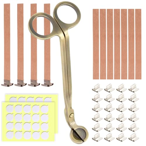 151PCS Wicks Candle Making Set – Wooden Candle Wicks with Metal Base for Candle Making Smokeless Wood Wicks for Candles with Candle Wick Trimmer and - WoodArtSupply