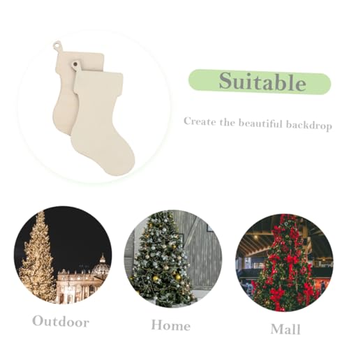 ABOOFAN 150 Pcs Christmas Unfinished Stocking Stuffera DIY Wood Stockings Christmas Hanging Tag Wood Socks Unfinished Christmas Ornaments Wedding