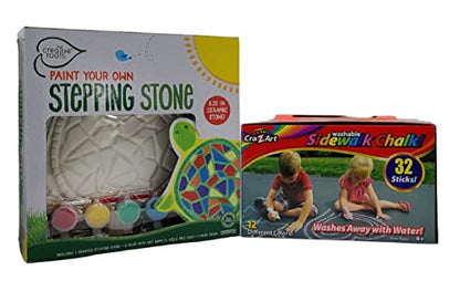 Creative Roots Paint Your Own Stepping Stone Bundle with CRA-Z-Art Sidewalk Chalkcn - WoodArtSupply