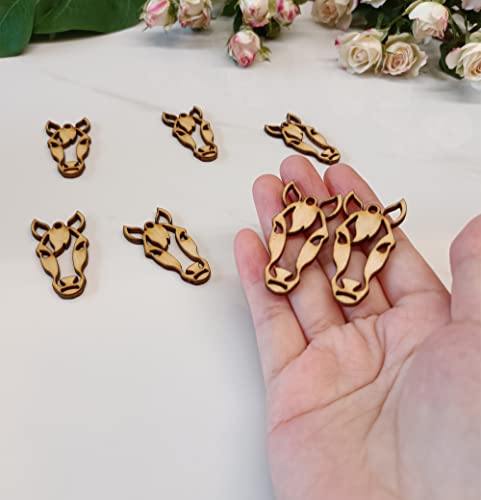 30pcs of Horse Head Earrings Unfinished Wood Blanks,Unfinished Laser Cut Wood Shapes for Earrings Jewelry Crafts (1.7inch) Yuxuanish