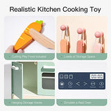 ROBOTIME Wooden Kitchen Playset for Kids Toddler, Wood Chef Pretend Play Kitchen Preschool Toy Kitchen Sets for Kids Boys Girls Ages 3 to 8 (Green) ROBOTIME