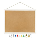 Cork Board Bulletin Board, 15.7"X 12" Cork Board, Rectangle White Oak Wood Finish Frame, Wall Mounted Cork Board for Office Home and School(Pins, Eye BGJRBY