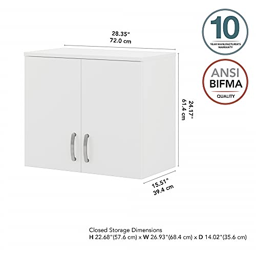 Bush Universal Garage Wall Cabinet with Doors in White - Engineered Wood Bush Business Furniture