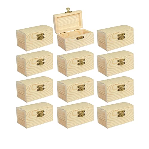 12 Pieces Small Wooden box Unfinished Wood Treasure Boxes with Lid for DIY Crafts (3.5 x 2.1 x 1.9 In) - WoodArtSupply