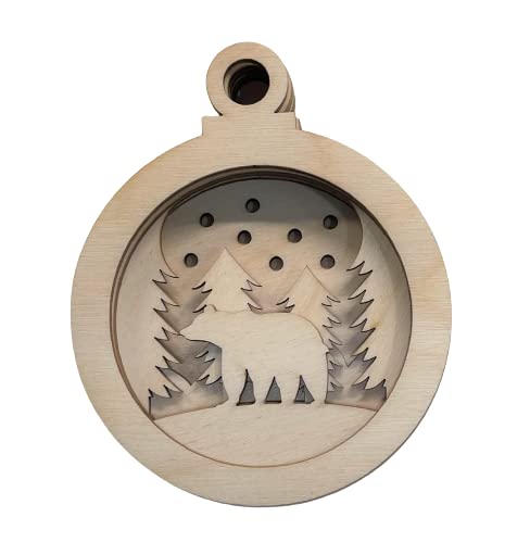 Bear in the Forest Round Sign 6 Pieces Laser Cut Out Unfinished RND67 The Wood Shape Store