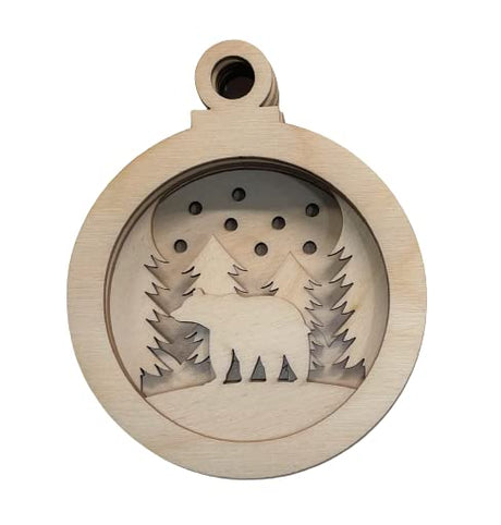 Bear in the Forest Round Sign 6 Pieces Laser Cut Out Unfinished RND67 The Wood Shape Store