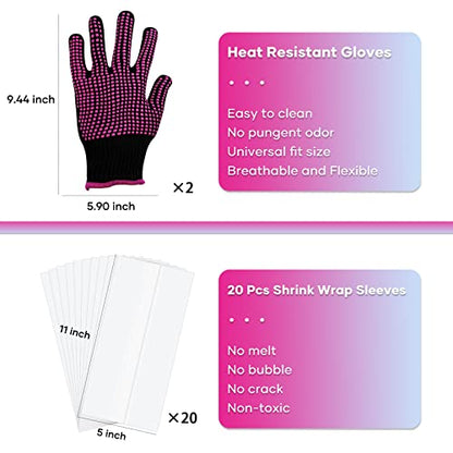 HTVRONT Heat Resistant Gloves Kit - 2Pcs Heat Gloves for Sublimation, 8 Pcs Silicone Bands for Sublimation Tumbler, 1 Pcs Heat Tape for Sublimation,
