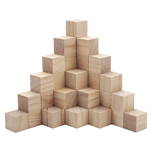 Unfinished Wooden Blocks for Crafts 1 inch, 50PCS Blank Wood Blocks for Crafting, Natural Wood Cubes Solid Wooden Square Blocks for Baby Shower, Kids - WoodArtSupply