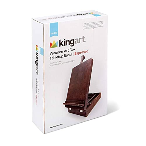 KINGART 702 Adjustable Wood Table Sketchbox Easel, Premium Beechwood Espresso Stain - Portable Artist Desktop Storage Case, Hold All Supplies KINGART