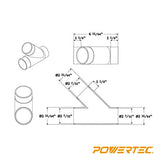 POWERTEC 70228 2-1/2 Inch Y-Fitting Dust Collection Hose Connector, Clear Color POWERTEC