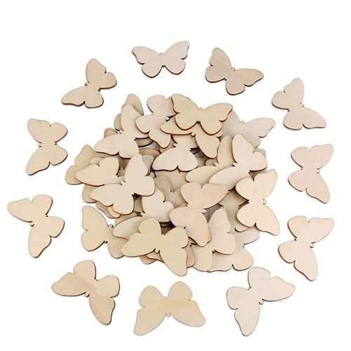 Blank Butterfly Wood Slices Unfinished Wooden Cutout DIY Ornaments Craft 100pcs Samanter